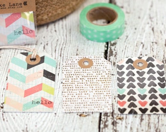 ON SALE...Set of 12 fun design and wordart tags