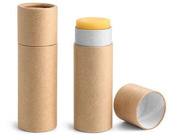 100 NEW,EMPTY Lip Balm containers,paperboard,cardboard,compostable,High Quality,Kraft,Lipbalm tubes,chapstick,Tubes with lids,with caps