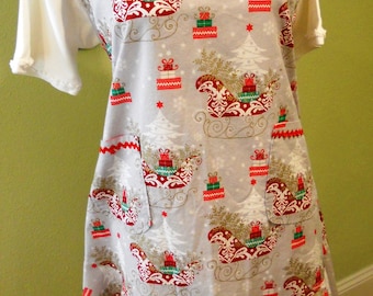 Full Apron - Christmas Sleigh/Holiday Print