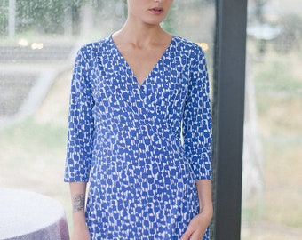 Blue Wrap Dress / Vintage Dress / Wrap Dress