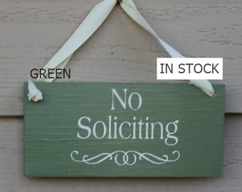 No Soliciting Sign/Decorative Sign/ YOU Choose Color/Wood Sign/Outdoor Sign/No Sales Calls/Ready to Ship