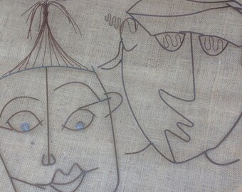 Folk Art Wire Sculptures, Face Wall Hanging
