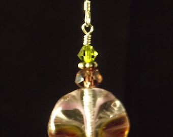 Mauve and green earrings