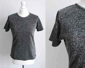 Vintage black silver metallic t shirt