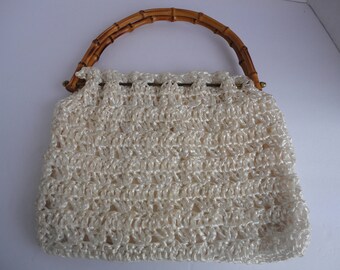 Raffia Purse With Bamboo Handle