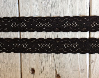 BLACK Stretch Lace-3/4 inch -5 or 10 yards
