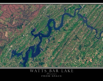 Watts Bar Lake Tennessee Satellite Poster Map