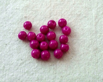 Glass Raspberry Color Beads - 8 mm - Sets of 20