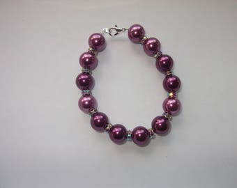 Burgundy Pearl glass beads bracelet
