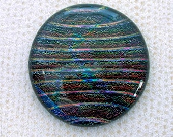 32x35mm Fused Dichroic Glass Cabochons - Raised Multi Colored Stripes - A272