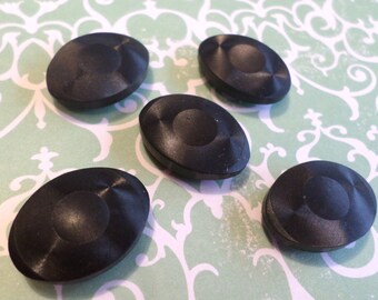 5 Black Oval Vintage Buttons 7/8 Inch for Sewing Crafts Scrapbooking Cardmaking Jewelry