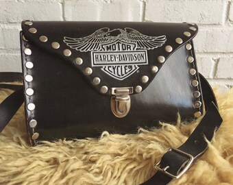 Vintage Harley Davidson studded leather purse
