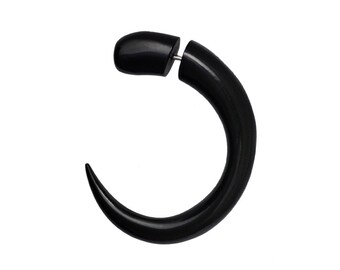 Fake Horn spiral claw hand carved black daga earring piercing hook claw (FOH-81-3)