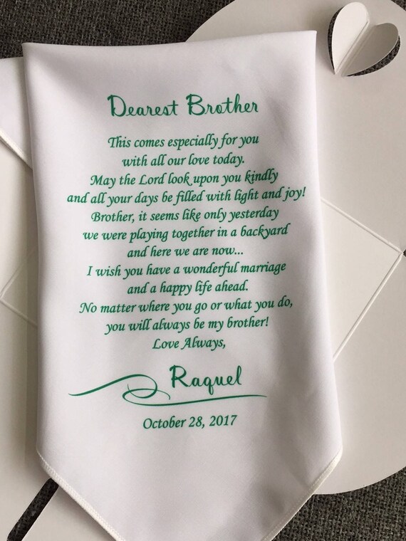 To My Brother Gifts On His Wedding Day-Wedding Handkerchief