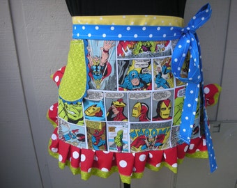 Womens Aprons - Womens Action Heros Aprons - X-Men Aprons - Comic Fury Aprons - The Hulk Apron - Annies Attic Aprons - Marvel Comics Aprons