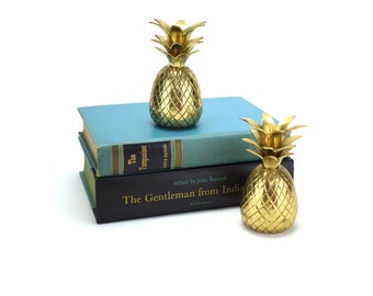 2 Vintage Brass Pineapple Candleholders - Gold Candlestick Bar Cart Accessories Hollywood Regency Southern Hospitality Palm Beach