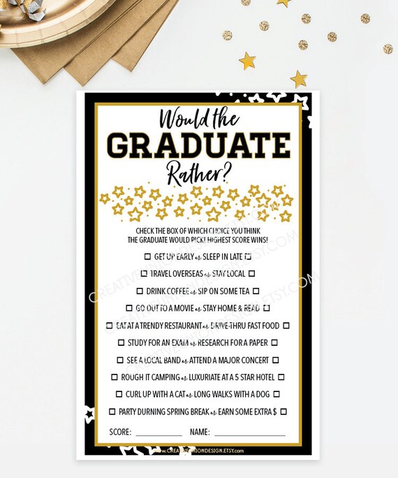 would the graduate rather graduation party game grad party