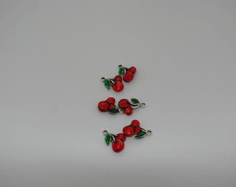 1 Cherry enamel charm pendant red - Ref: PE 792