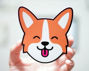 Corgi Smiling Jumbo (Version 2.0) - 4.35" Vinyl Sticker