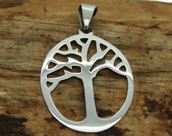 Sterling Silver Oval Tree of Life Pendant (M15)