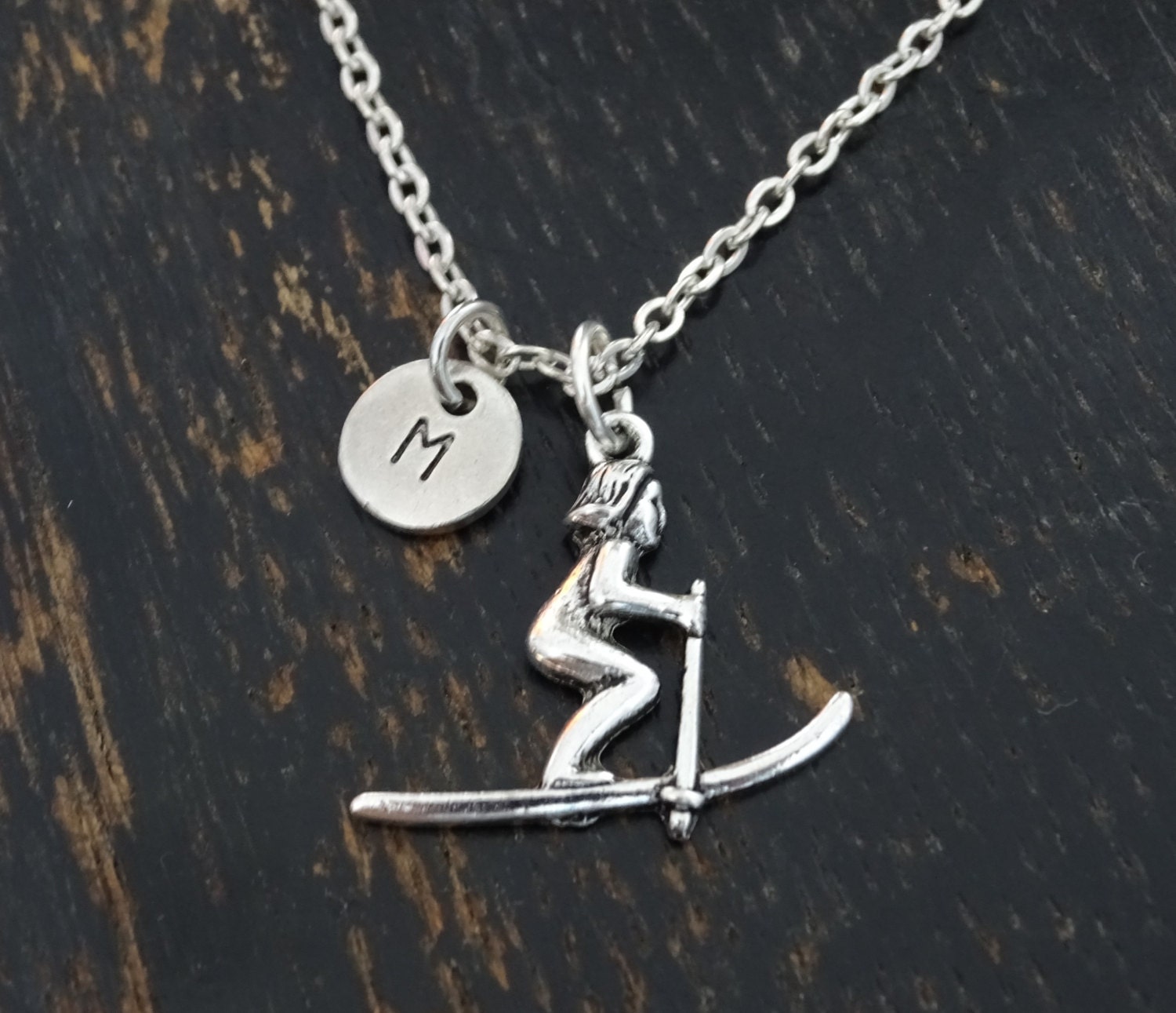 Skiing Necklace Skiing Charm Skiing Pendant Skiing Jewelry