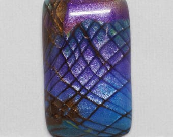 Faux Labradorite Rectangle Cabochon, Purple, Blue and Brown