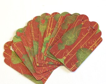 60 Christmas Gift Tags, Red and Green Ornament Christmas Gift Tags 2 inch, retail jewelry tags, Holiday Party Favor Tags