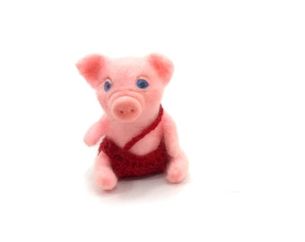 Miniature pig toy pig realistic animals miniature animal piglet piggy animals for dollhouse little pig needle felted pig cute pig