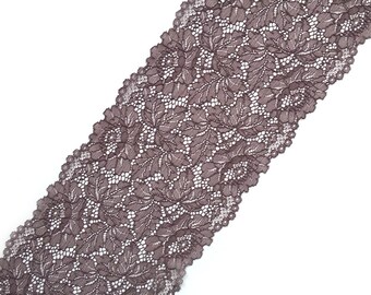 Stretch Lace taupe color, lace trim, lingerie lace, wide lace, lace width 6.88 inch, lace 17.5 cm, lace per meter, Nr 2498