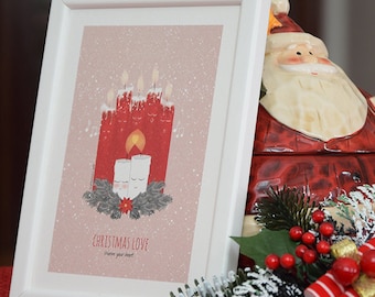 Christmas Print + wooden frame