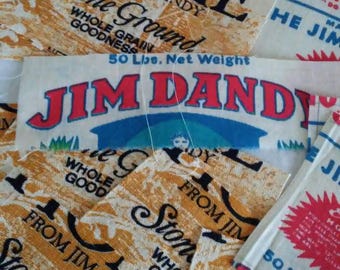 Large Lot of Repro Flour Sack Front Panels Cabin Home Cornmeal Jim Dandy Grits. Unbleached Muslin Crafting Quilting Sewing Supply