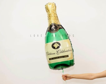 36" Champagne Bottle Balloon, Champagne Balloon, Alcohol Balloon, Funny Wedding Balloon, Wedding Photobooth Balloon Decor, Photobooth Props