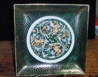 Vintage hand painted cherub charger