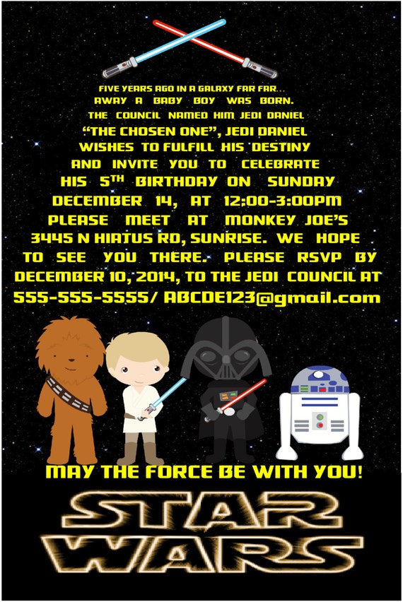 Star Wars invito festa di compleanno invito digitale 6 x Star Wars invito festa di compleanno invito digitale 6 x