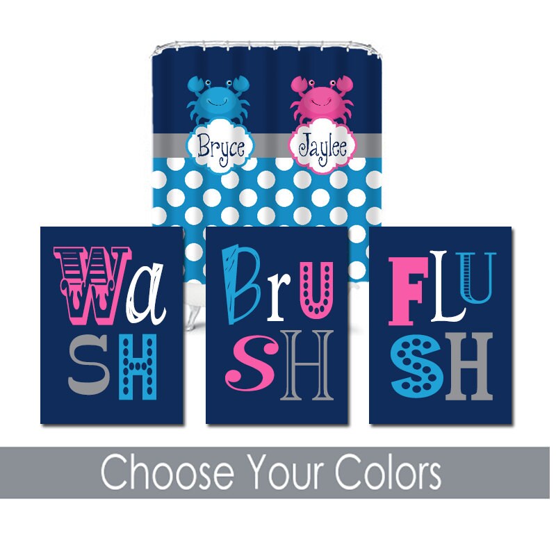 Nautical Bathroom Wall Art CANVAS or Prints Brother Sister