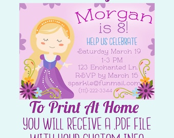 Princess Birthday Party Invitation - Customized Digital File