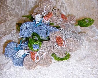 Gorgeous Vintage French Beaded Flowers Bouquet/French Beaded Flowers