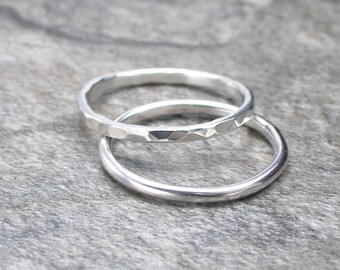 Silver Band Ring, Hammered Ring or Plain Ring