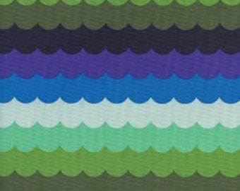 PANARAMA OCEAN Unbleached Cotton Fabric Collaboration from Cotton and Steel Scallops Landscape