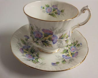 Paragon English Flowers Thistles Fine Bone China Tea Cup and Saucer
