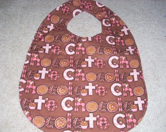 Chocolate - Adult Size Bib / Clothing Protector - Reversible