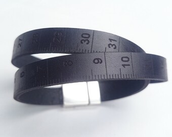 Ruler leather bracelet ( 10 mm wide / double)