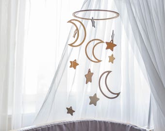 Baby mobile Moon - Wooden mobile - Baby mobile star - Crib mobile - Baby mobile ideas - Moon baby mobile - Moon nursery - Nursery mobile