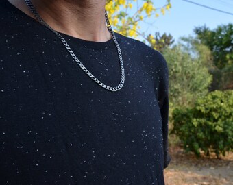 Curb chain-Panzer-mens silver chain-Cool-basic silver chain-5.5W-Mens Basic chain-Rugged chain-Hipster-No Fuss--Silver chain-Strong Necklace