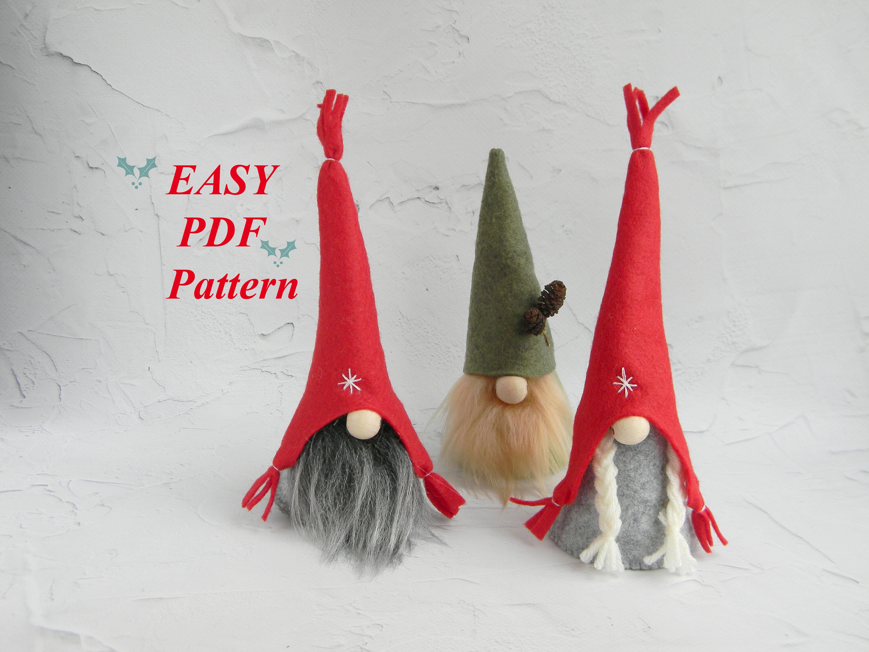 Gnome felt pattern Scandinavian Gnome Pattern Gnome PDF sewing pattern Christmas Gnome PDF