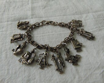 coro charm bracelet biblical charm bracelet signed silver plated