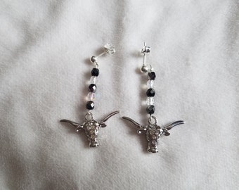 Black & White Longhorn Earrings