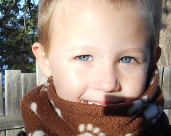 Youth fleece neck warmer; reversible scarf for child outdoor play or sports