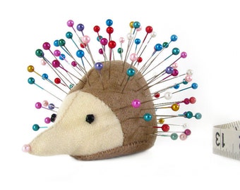 Pincushion, Hedgehog, upcycled wool, handmade, Calendula Chicory