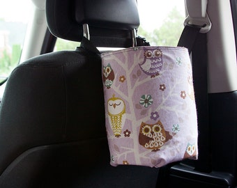 Reusable Trash Bag, Purple Owl, Car Trash Bag, Gift for Teacher, Ready To Ship